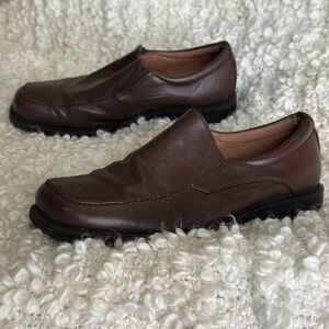 Kid’s Brown Leather Slip-On Shoes (used,  like new)
